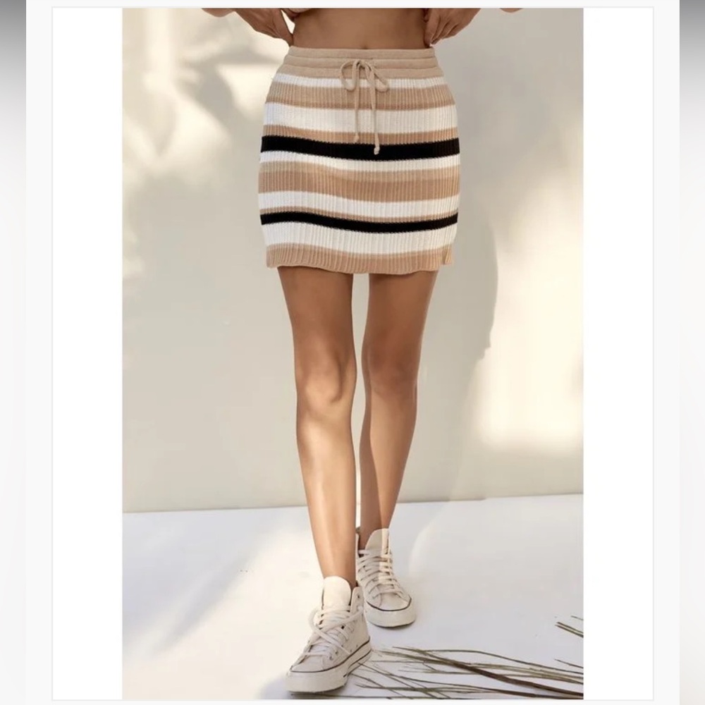 Anthropologie Rue Stiic Amia Striped Knit Mini Skirt EUC